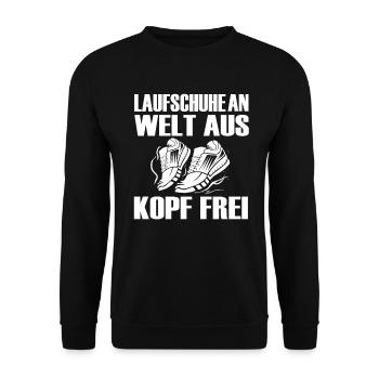 Joggen Laufen Spruch - Unisex Pullover - Schwarz - Vorne - Alina (178cm) & Michal (187cm)