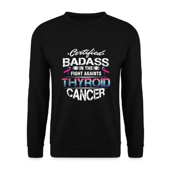 Cancer Awareness Survivor Certified Badass - Unisex Pullover - Schwarz - Vorne - Alina (178cm) & Michal (187cm)