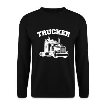 LKW Fahrer Lastwagen - Unisex Pullover - Schwarz - Vorne - Alina (178cm) & Michal (187cm)
