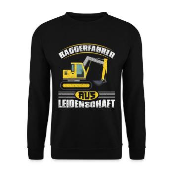 Lustiges Baggerfahrer Bagger Baggerführer baggern - Unisex Pullover - Schwarz - Vorne - Alina (178cm) & Michal (187cm)