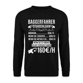 Lustiges Baggerfahrer Bagger Baggerführer baggern - Unisex Pullover - Schwarz - Vorne - Alina (178cm) & Michal (187cm)