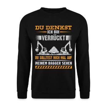 Lustiges Baggerfahrer Bagger Baggerführer baggern - Unisex Pullover - Schwarz - Vorne - Alina (178cm) & Michal (187cm)