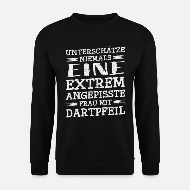 Darts Darten Dart Dartboard · Frau mit Dartpfeil - Unisex Pullover - Schwarz