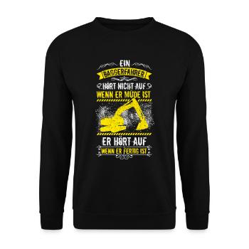 Baggerfahrer Bagger Baggerführer baggern · Müde - Unisex Pullover - Schwarz - Vorne - Alina (178cm) & Michal (187cm)