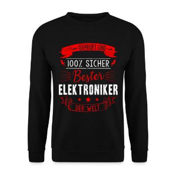 Elektriker Elektroniker Elektronik · 100% Geprüft - Unisex Pullover - Schwarz - Vorne - Alina (178cm) & Michal (187cm)