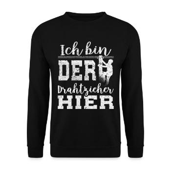 Elektriker Elektroniker Elektronik · Drahtzieher - Unisex Pullover - Schwarz - Vorne - Alina (178cm) & Michal (187cm)
