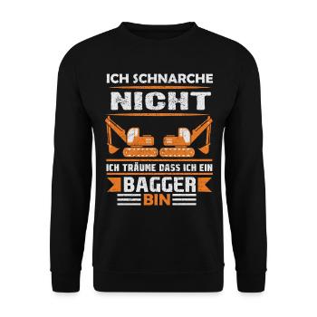 Baggerfahrer Bagger baggern · Schnarche nicht - Unisex Pullover - Schwarz - Vorne - Alina (178cm) & Michal (187cm)