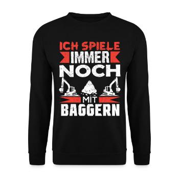 Baggerfahrer Bagger baggern · Ich noch mit Baggern - Unisex Pullover - Schwarz - Vorne - Alina (178cm) & Michal (187cm)