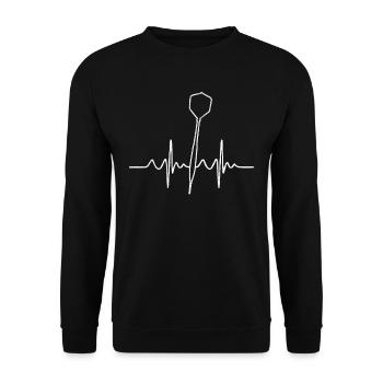 Dart Darts darten Geschenk Shirt · Herzschlag - Unisex Pullover - Schwarz - Vorne - Alina (178cm) & Michal (187cm)