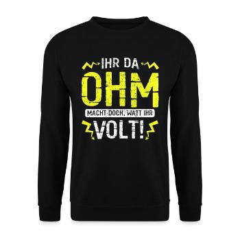 Elektriker Elektroniker Elektronik · Watt Volt - Unisex Pullover - Schwarz - Vorne - Alina (178cm) & Michal (187cm)
