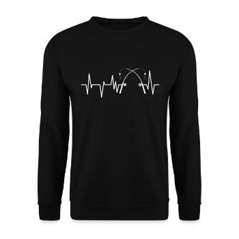 Angler Heartbeat Fishing Fishing - Unisex Sweatshirt - black - Front - Alina (178cm) & Michal (187cm)