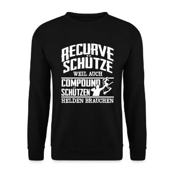 Bogenschießen Bogenschütze Bogen - Unisex Pullover - Schwarz - Vorne - Alina (178cm) & Michal (187cm)
