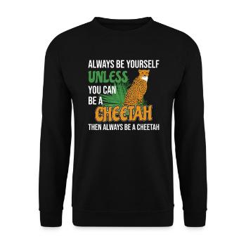 Gepard Lustiger Spruch Geschenkidee Kinder - Unisex Pullover - Schwarz - Vorne - Alina (178cm) & Michal (187cm)