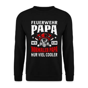 Freiwillige Feuerwehr Feuerwehrmann · Papa - Unisex Pullover - Schwarz - Vorne - Alina (178cm) & Michal (187cm)
