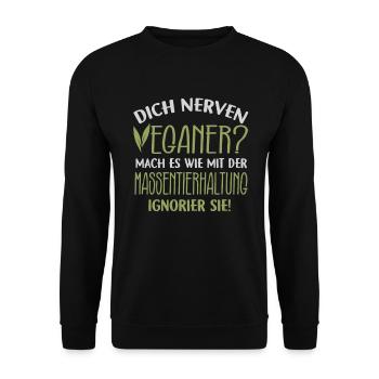 Veganer Vegan Vegetarier Veganismus Vegetarisch - Unisex Pullover - Schwarz - Vorne - Alina (178cm) & Michal (187cm)