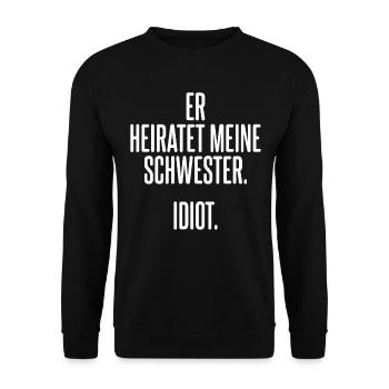 JGA Junggesellenabschied Lustig Bruder Der Braut - Unisex Pullover - Schwarz - Vorne - Alina (178cm) & Michal (187cm)