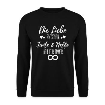 Tante Neffe Liebe Coole Geschenkidee - Unisex Pullover - Schwarz - Vorne - Alina (178cm) & Michal (187cm)