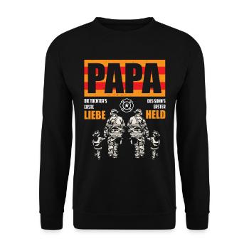 Feuerwehr Papa - Unisex Pullover - Schwarz - Vorne - Alina (178cm) & Michal (187cm)