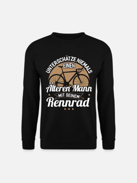 Unterschätze Niemals Einen Alten Mann Mit Rennrad - Unisex Pullover - Schwarz