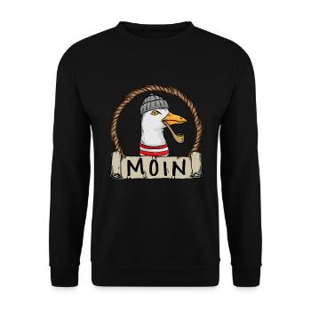 Moin Moin Möwe - Unisex Pullover - Schwarz - Vorne - Alina (178cm) & Michal (187cm)