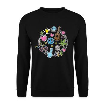 Signe de la paix hippie amour coeur dream catcher star - Sweat-shirt Unisexe - noir - Devant - Alina (178cm) & Michal (187cm)