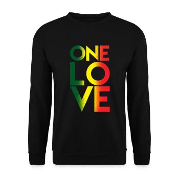 One Love Rasta Reggae Rastafari Musikliebhaber Geschenk - Unisex Pullover - Schwarz - Vorne - Alina (178cm) & Michal (187cm)