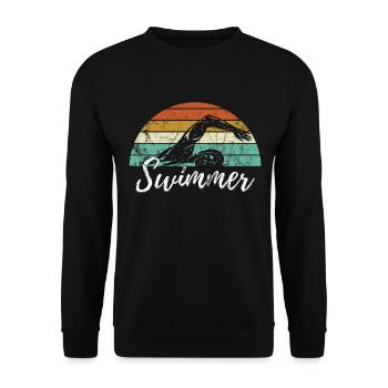 Schwimmen Schwimmer Retro - Unisex Pullover - Schwarz - Vorne - Alina (178cm) & Michal (187cm)