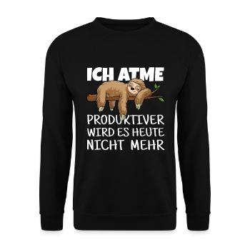 Faultier Relaxen Chillen Pause Schlafen - Unisex Pullover - Schwarz - Vorne - Alina (178cm) & Michal (187cm)