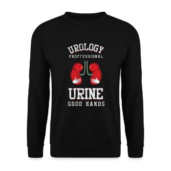 Urologe Urin Gute Hände Urologie Wortspiele Urologie - Unisex Pullover - Schwarz - Vorne - Alina (178cm) & Michal (187cm)
