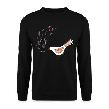 Scandinavian Retro Bird with Hearts - Unisex Sweatshirt - black - Front - Alina (178cm) & Michal (187cm)