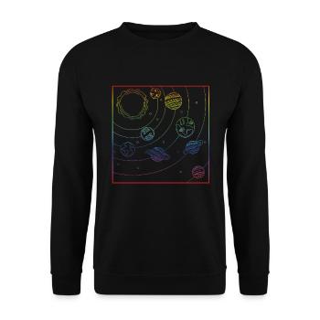 Buntes Universum-Planeten-Galaxie-Universum - Unisex Pullover - Schwarz - Vorne - Alina (178cm) & Michal (187cm)