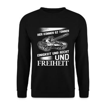 Hier Kommen 62 Tonnen Einigkeit Recht Und Freiheit - Unisex Pullover - Schwarz - Vorne - Alina (178cm) & Michal (187cm)