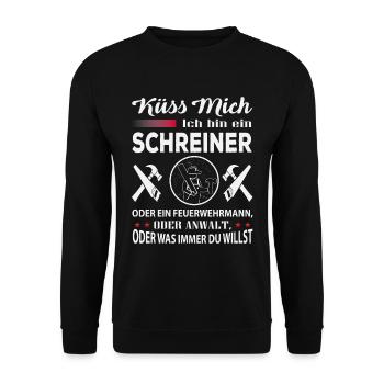 Küss Mich Ich Bin Schreiner - Unisex Pullover - Schwarz - Vorne - Alina (178cm) & Michal (187cm)