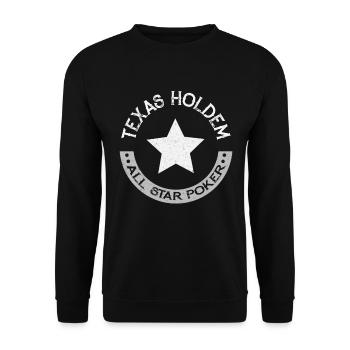 Texas Holdem All Star Poker Kartenspieler Geschenk - Unisex Pullover - Schwarz - Vorne - Alina (178cm) & Michal (187cm)