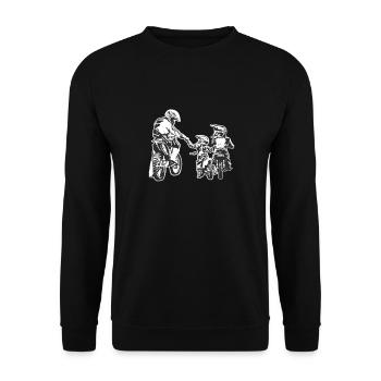 Vati-Vati-Motorrad-Vatertags-Motocross-Geschenk - Unisex Pullover - Schwarz - Vorne - Alina (178cm) & Michal (187cm)