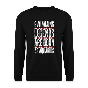 Schwimmer Wassermann Lustiges Schwimmer Geschenk - Unisex Pullover - Schwarz - Vorne - Alina (178cm) & Michal (187cm)