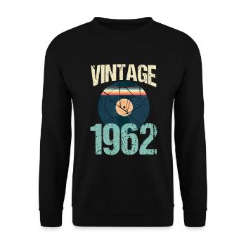 Retro Jahrgang 1962 58. Geburtstag Rekord Vinyl - Unisex Pullover - Schwarz - Vorne - Alina (178cm) & Michal (187cm)