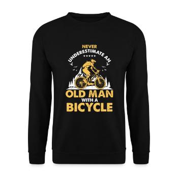 Fitness Opa Heimtrainer Fahrrad MTB - Unisex Pullover - Schwarz - Vorne - Alina (178cm) & Michal (187cm)