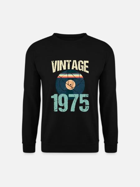 Retro Vintage 1975 45. Geburtstag Schallplatte Vinyl - Unisex Pullover - Schwarz