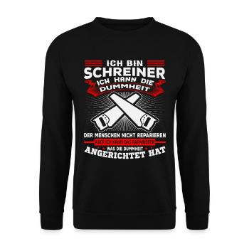 ICH BIN SCHREINER - Unisex Pullover - Schwarz - Vorne - Alina (178cm) & Michal (187cm)