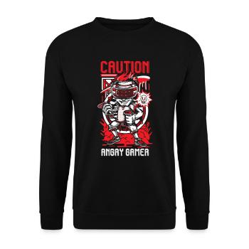 Caution joueur en colère cadeau de joueur de jeu vidéo - Sweat-shirt Unisexe - noir - Devant - Alina (178cm) & Michal (187cm)