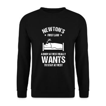 Science Puns Geeks Lazy Sleepy Head Gift Newton's - Unisex Sweatshirt - black - Front - Alina (178cm) & Michal (187cm)