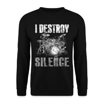 Drummer - I Destroy Silence - Unisex Sweatshirt - black - Front - Alina (178cm) & Michal (187cm)