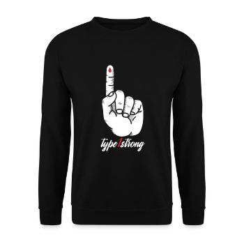 Type 1 Strong Blood Type Finger Blood Gift - Unisex Sweatshirt - black - Front - Alina (178cm) & Michal (187cm)