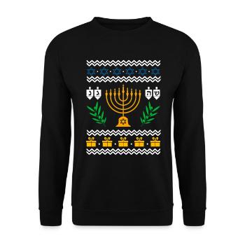 Hanoukka Chemise laide Hanukkah Cadeau du festival juif de Hanoukka - Sweat-shirt Unisexe - noir - Devant - Alina (178cm) & Michal (187cm)