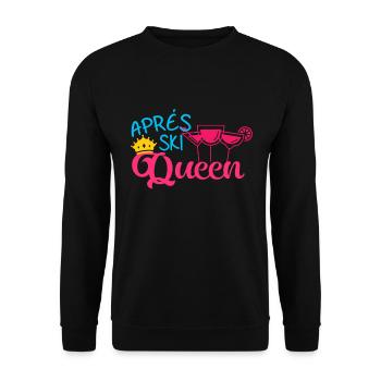 Apres Ski Queen Skifahren Schnee Wintersport Geschenk - Unisex Pullover - Schwarz - Vorne - Alina (178cm) & Michal (187cm)