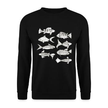 Fish Collection Vintage Fishes Gift Fishing Fish - Sweat-shirt Unisexe - noir - Devant - Alina (178cm) & Michal (187cm)