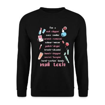 Nagel Tech Kosmetikerin Fingernägel Nagel Tech Geschenk - Unisex Pullover - Schwarz - Vorne - Alina (178cm) & Michal (187cm)