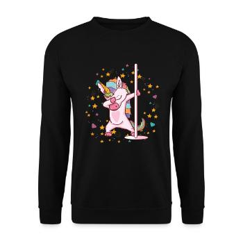 Stangentanz-Einhorn-niedliches lustiges Stangentanz-Geschenk - Unisex Pullover - Schwarz - Vorne - Alina (178cm) & Michal (187cm)