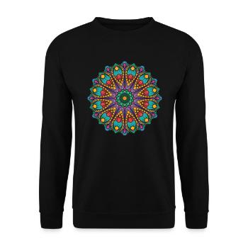 Mandala Colorful Spiritual Ritual Symbol Gift - Unisex Sweatshirt - black - Front - Alina (178cm) & Michal (187cm)